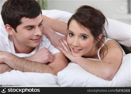 Couple at bedtime
