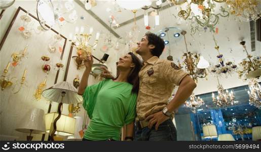 Couple at light showroom