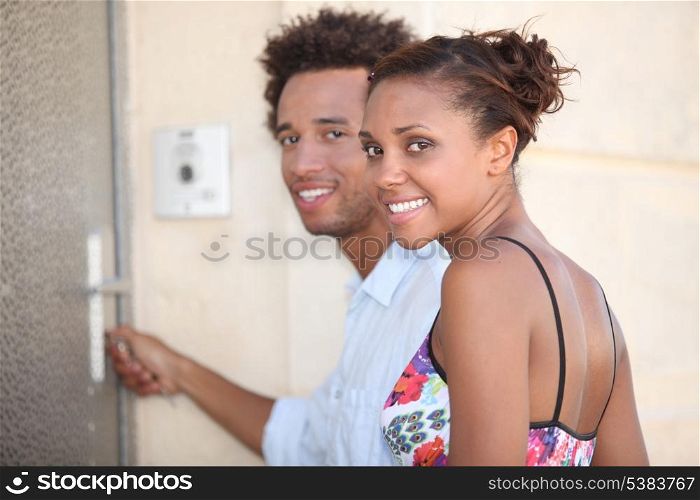 Couple at the door