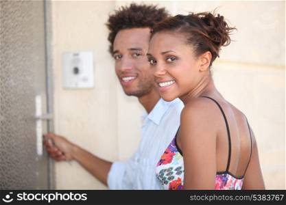 Couple at the door