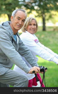 Couple biking