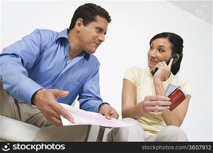 Couple Calling About Credit Card Bill
