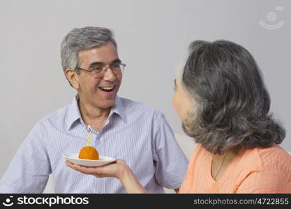 Couple celebrating birthday