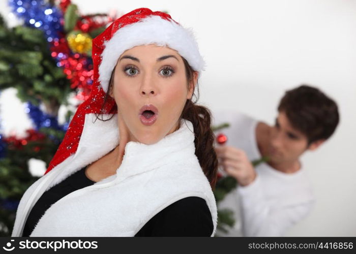 couple celebrating Christmas