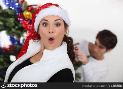 couple celebrating Christmas