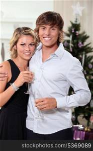 Couple celebrating Christmas