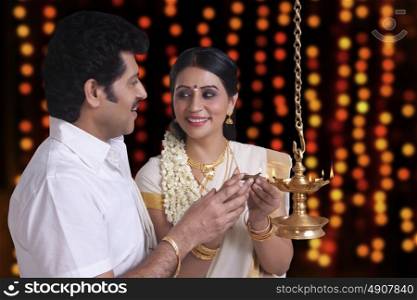 Couple celebrating Diwali