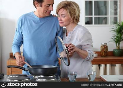 Couple cooking