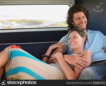 Couple Cuddling in Van