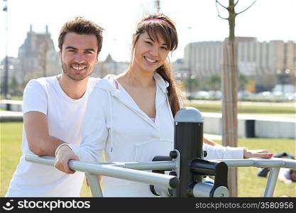 couple doing sport outdoors
