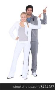 Couple dressed in tracksuits