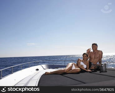 Couple Drinking Champaign on Boat