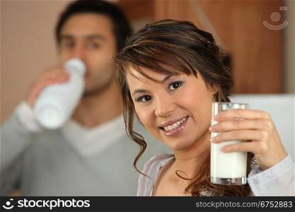 Couple drinking milk