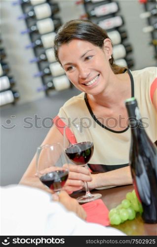 Couple drinking wine in a restaurant