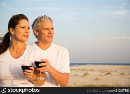 Couple Drinking Wine on Beach