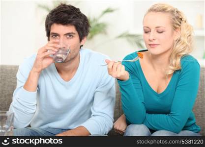Couple eating a meal