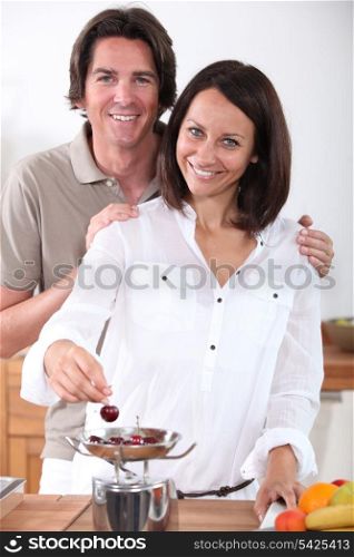 couple eating cherries