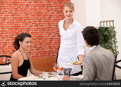 Couple eating in a restaurant