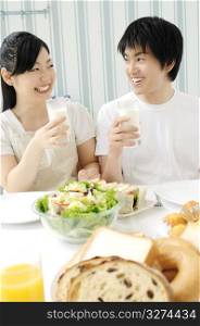 Couple eating meal