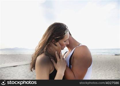 couple embracing at beach