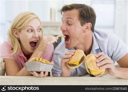 Couple Enjoying Burgers Together