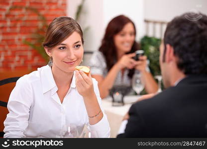 Couple enjoying meal in a restaurant