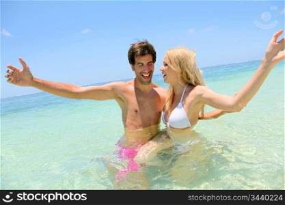 Couple enjoying vacation at the beach