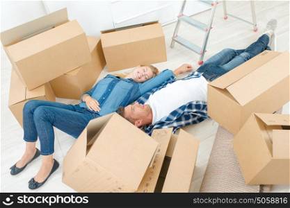 Couple exhausted by house move