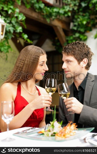 Couple for romantic Dinner or lunch in a gourmet restaurant