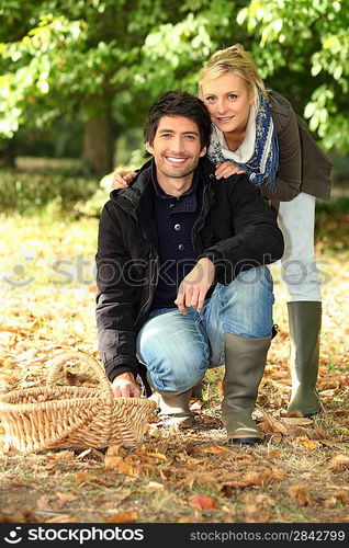 Couple going mushroom picking.