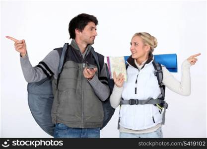 Couple going on hiking trip