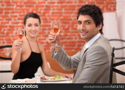 Couple having a meal in a fancy restaurant