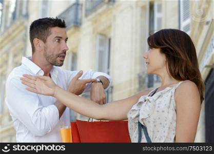couple having argument due to shopping