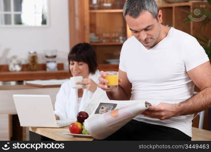 Couple having breakfast