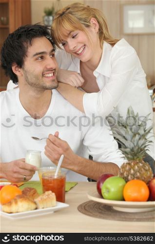 Couple having breakfast