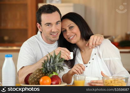 Couple having breakfast together