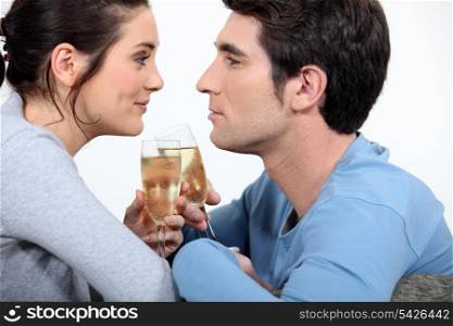 Couple having champagne