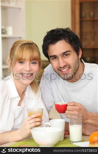 Couple having coffee together