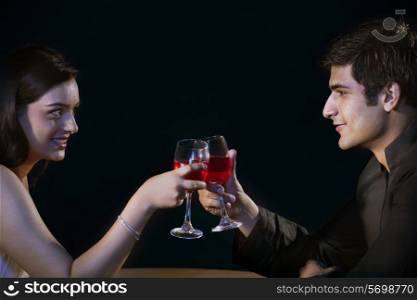 Couple having drinks in a restaurant