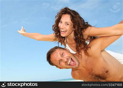 Couple having fun at the beach