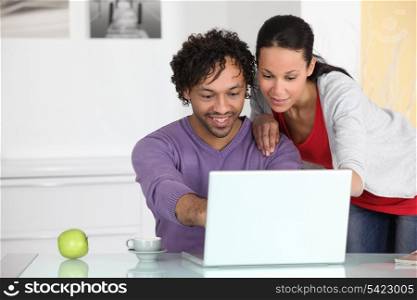 couple having fun on Internet
