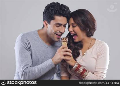 Couple having ice cream