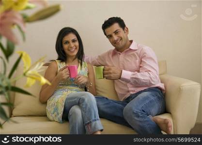 Couple having tea together