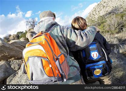 Couple hiking in desert