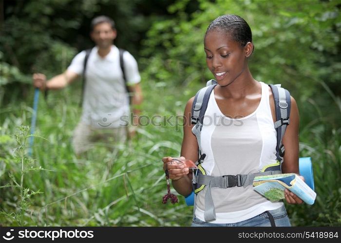 Couple hiking together
