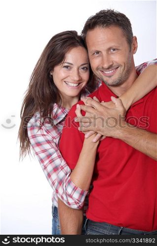 Couple hugging each other tight