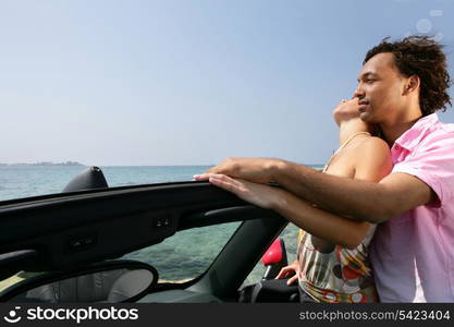 Couple in a convertible