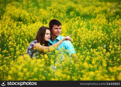 Couple in a field of flowers