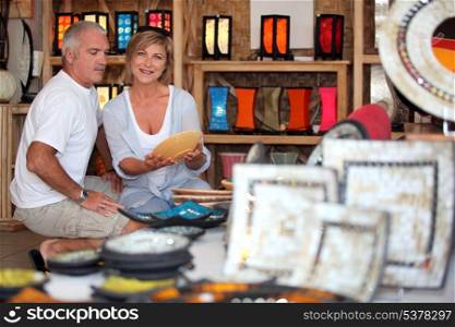 Couple in a handicrafts shop