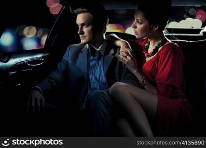 Couple in a limo.